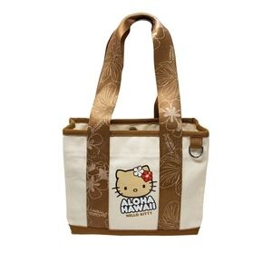Mini Canvas Tote - Hello Kitty RaRe brown Hawaiian flowers